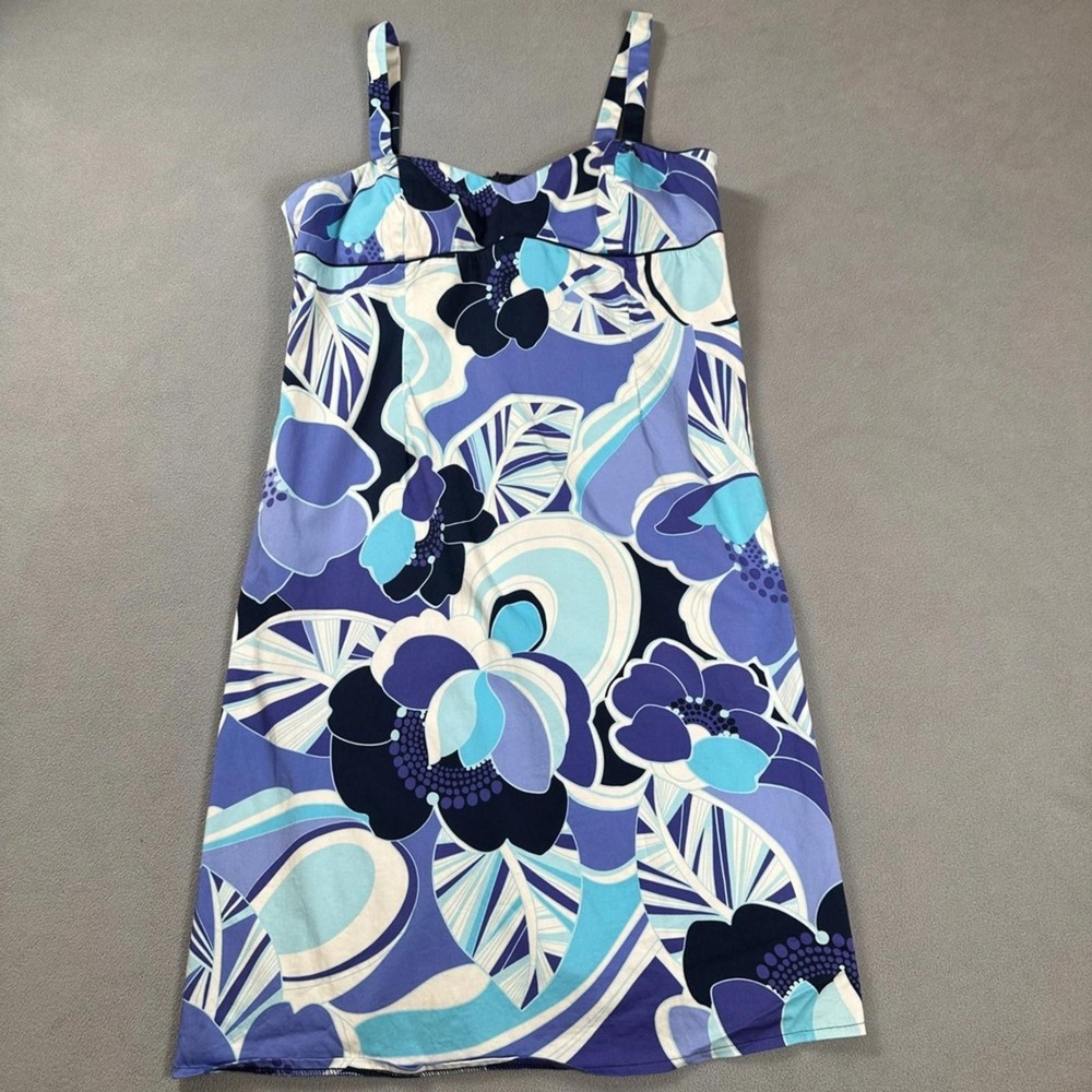 Studio I Womens Blue Floral Psychedelic Print Sleeveless Sundress Size 18